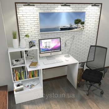 Стіл комп'ютерний Forte Erland 1450*1116*516 Білий