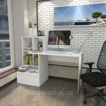 Стіл комп'ютерний Forte Erland 1450*1116*516 Білий
