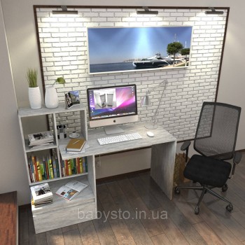 Стіл комп'ютерний Forte Erland 1450*1116*516 Бетон