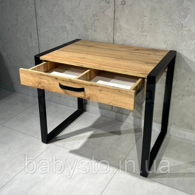 Стіл комп'ютерний з шухлядою RoMax Loft 900х750х600 мм Дуб Тахо /Чорний