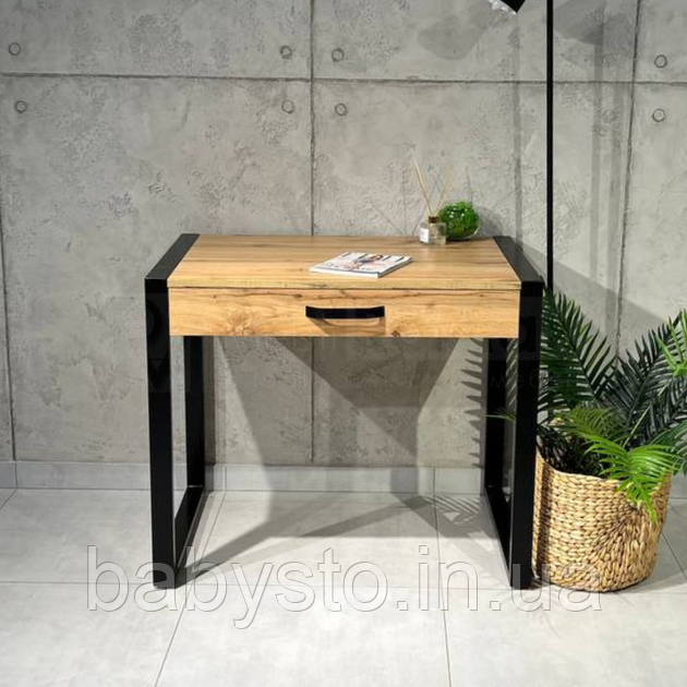 Стіл комп'ютерний з шухлядою RoMax Loft 900х750х600 мм Дуб Тахо /Чорний