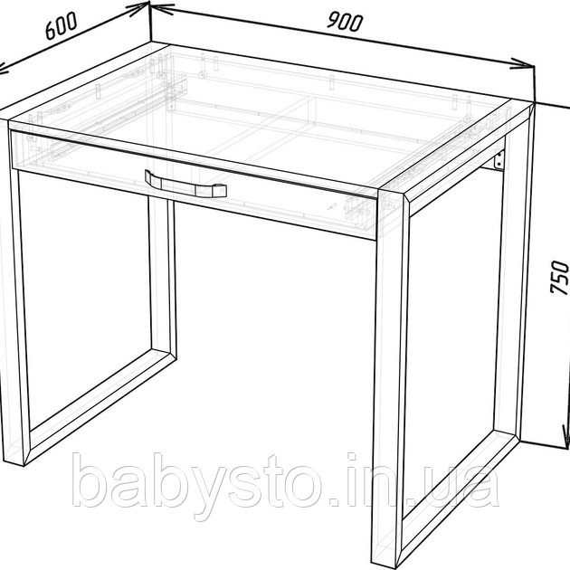 Стіл комп'ютерний з шухлядою RoMax Loft 900х750х600 мм Дуб Тахо /Чорний