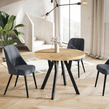 Стіл кухонний круглий RoMax Lite 110 см Loft Дуб крафт золотий/Чорний