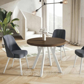 Стіл кухонний круглий RoMax Lite 110 см Loft Горіх Франклін/Білий