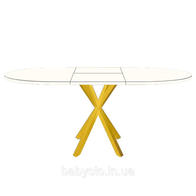 Стіл кухонний розкладний RoMax Oscar Slide 110x75 см (140x75см) Loft Біла Аляска/Золотий