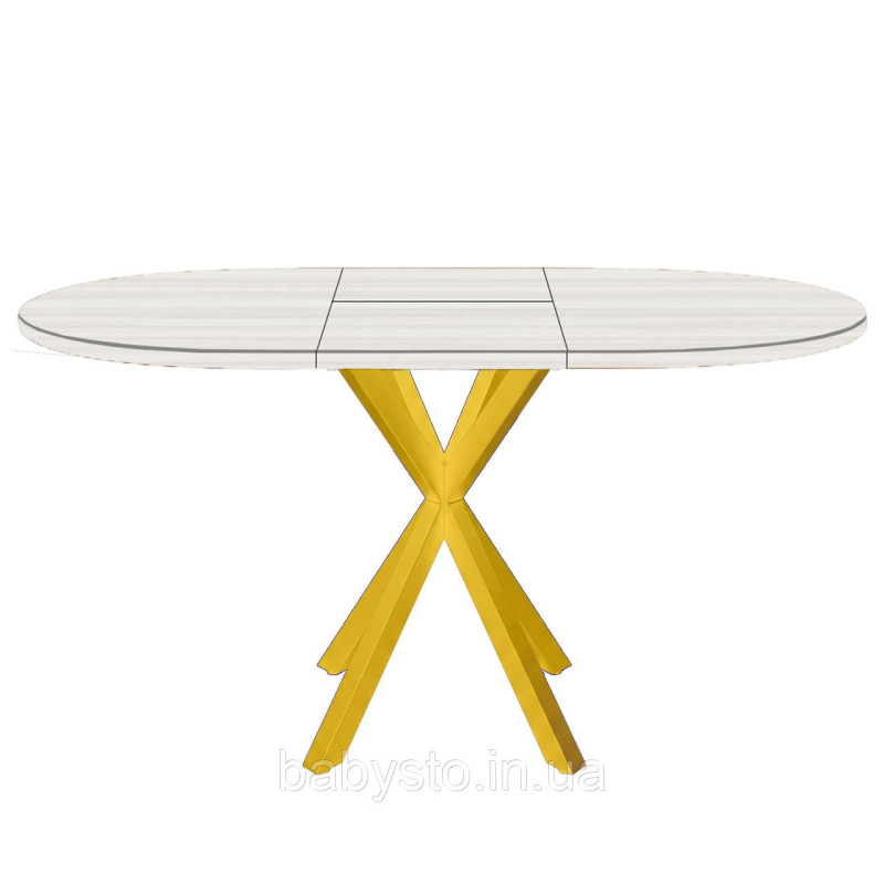 Стіл кухонний розкладний RoMax Oscar Slide 90x75 см (130x75см) Loft Ясен Серфсайд/Золотий