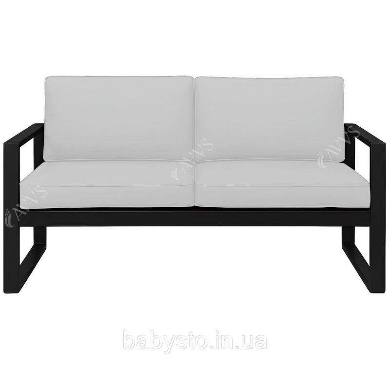 Диван металевий AVVS Бостон вуличний 130 см лофт з підлокітниками рогожка білий