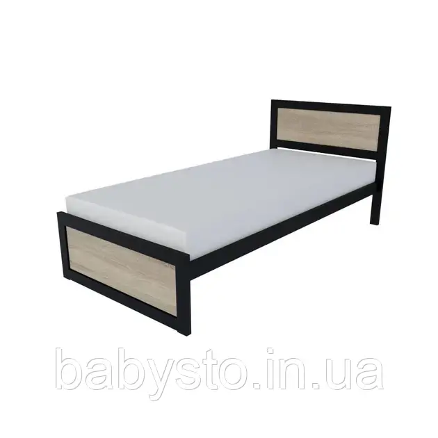 Ліжко односпальне RoMax Loft 90х200 Дуб Сонома/Чорний
