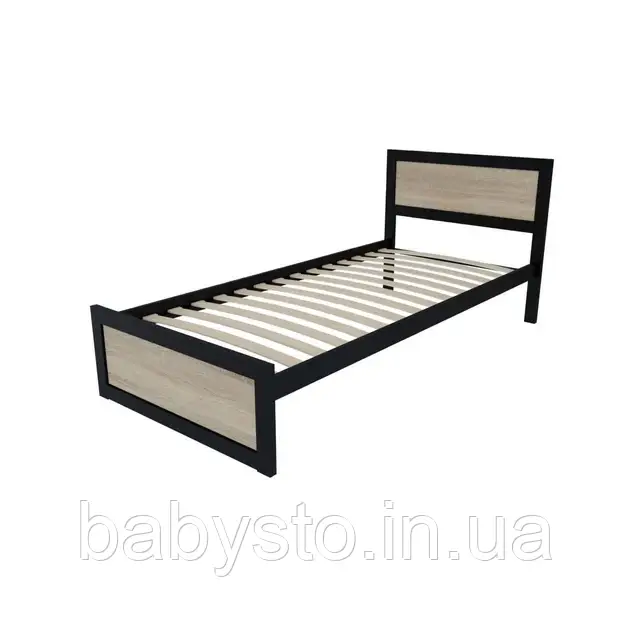 Ліжко односпальне RoMax Loft 90х200 Дуб Сонома/Чорний