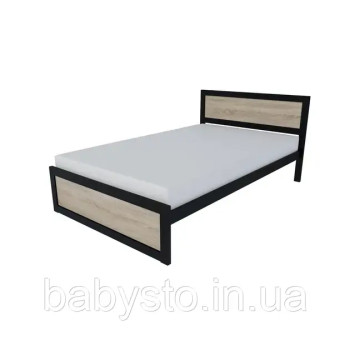 Ліжко односпальне RoMax Loft 120х200 Дуб Сонома/Чорний