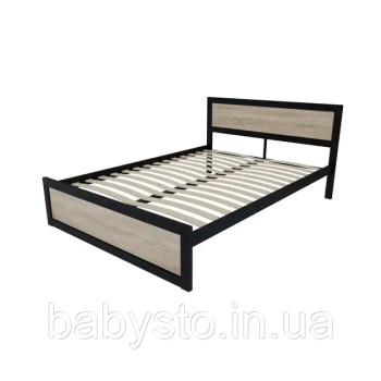 Ліжко односпальне RoMax Loft 140х200 Дуб Сонома/Чорний