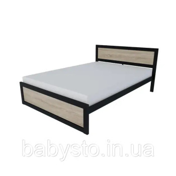 Ліжко односпальне RoMax Loft 140х200 Дуб Сонома/Чорний