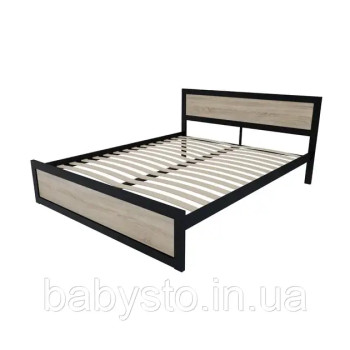 Ліжко односпальне RoMax Loft 160х200 Дуб Сонома/Чорний